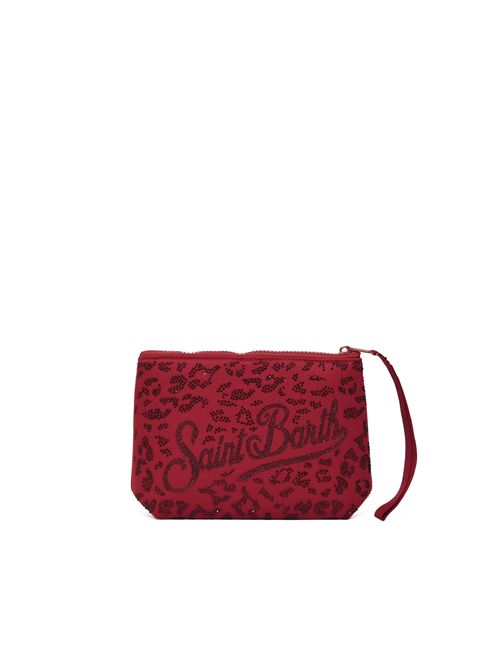 Pochette Aline Strass in scuba con strass leopard Bordeaux Mc2 Saint Barth | ALI003200269L